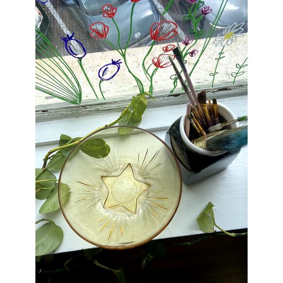 Antique Other - Star Glass Bowl Depression Glass Style